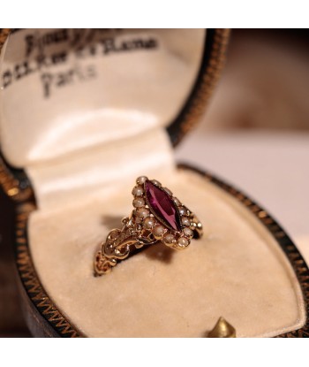 Bague dentelle perles fines et pierre violette votre