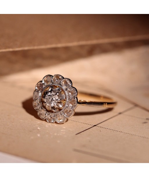 Bague marguerite ancienne deux ors et diamants JUSQU'A -70%! 