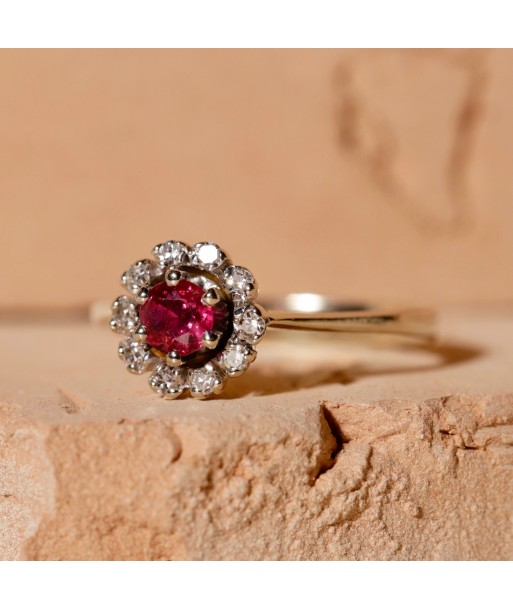 Bague marguerite or blanc 14 carats et rubis votre restaurant rapide dans 