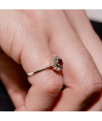 Bague marguerite or blanc 14 carats et rubis votre restaurant rapide dans 