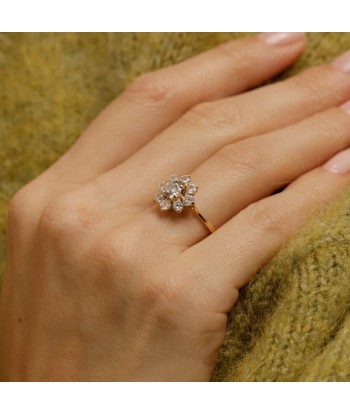 Bague fleur lumineuse zircones de l' environnement