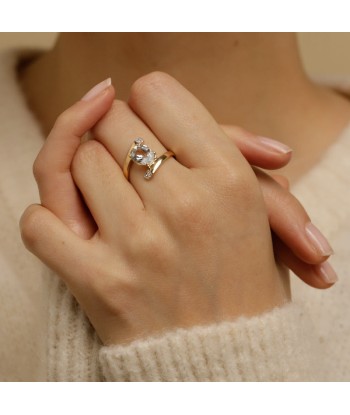 Bague croisée aigue marine et diamants solde