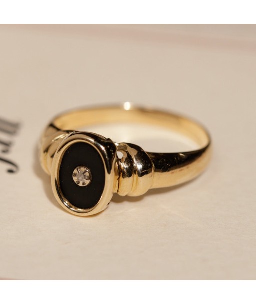 Bague chevalière onyx et brillant chez Cornerstreet bien 