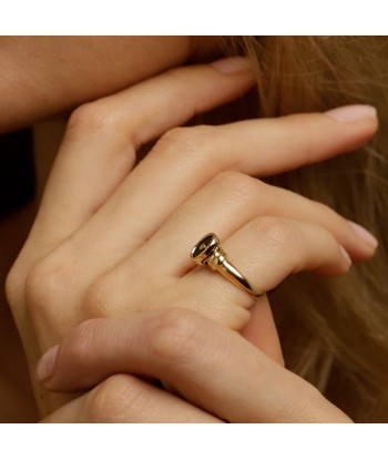 Bague chevalière onyx et brillant chez Cornerstreet bien 