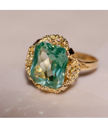 Bague cocktail vintage pierre bleu vert les ctes