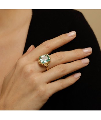 Bague cocktail vintage pierre bleu vert les ctes