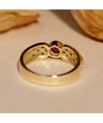 Bague vintage ronde rubis et diamants Paris Déstockage Promo