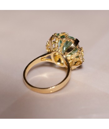 Bague cocktail vintage pierre bleu vert les ctes