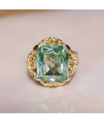 Bague cocktail vintage pierre bleu vert les ctes