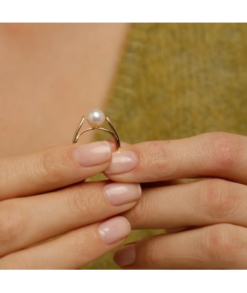 Bague solitaire perle de culture hantent personnes