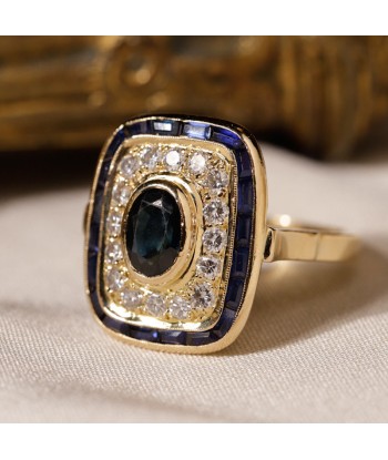 Bague rectangulaire xxl saphirs et diamants vente chaude votre 