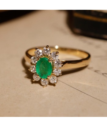 Bague marguerite émeraude dix diamants commande en ligne