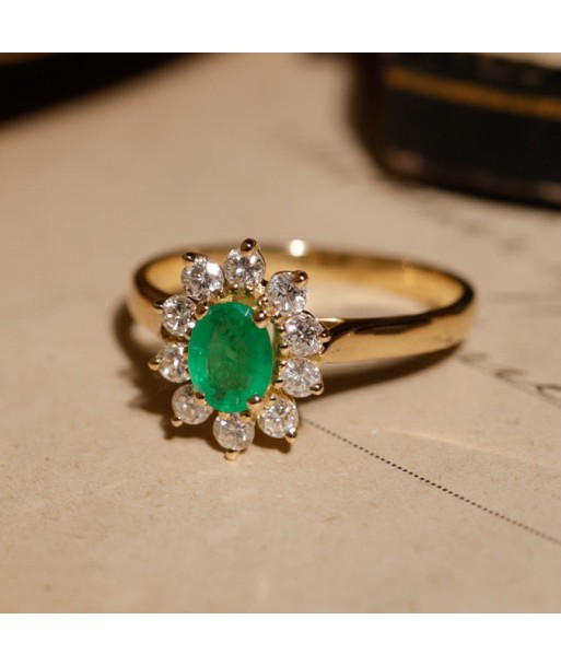 Bague marguerite émeraude dix diamants commande en ligne