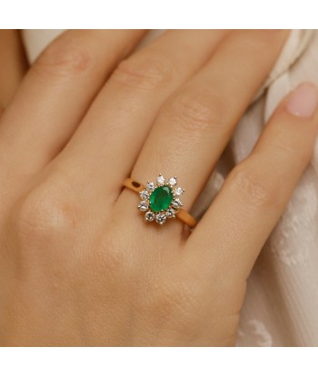 Bague marguerite émeraude dix diamants commande en ligne