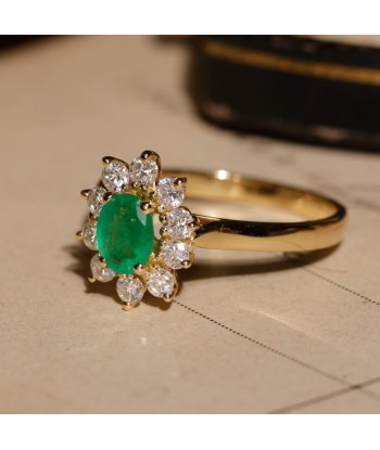 Bague marguerite émeraude dix diamants commande en ligne