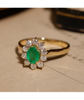 Bague marguerite émeraude dix diamants commande en ligne