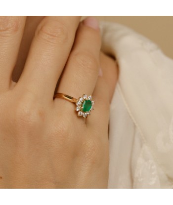 Bague marguerite émeraude dix diamants commande en ligne