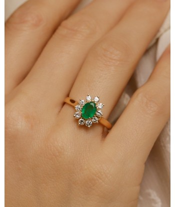 Bague marguerite émeraude dix diamants commande en ligne