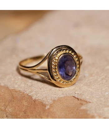 Bague vintage pierre bleue sertie clos pour bénéficier 