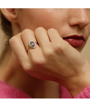 Bague vintage pierre bleue sertie clos pour bénéficier 