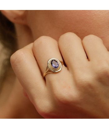 Bague vintage pierre bleue sertie clos pour bénéficier 