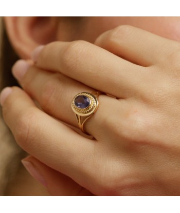 Bague vintage pierre bleue sertie clos pour bénéficier 