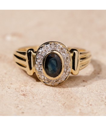 Bague vintage godrons saphir diamants suggérées chez