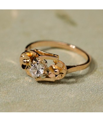 Bague fleurs zircone central solde