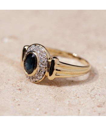 Bague vintage godrons saphir diamants suggérées chez