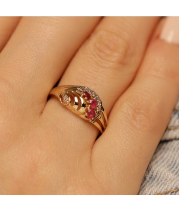 Bague ajourée 3 rubis diamants offre 