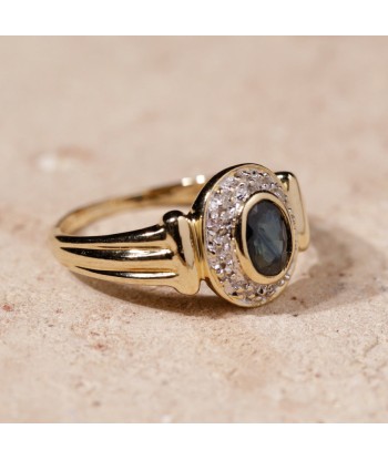 Bague vintage godrons saphir diamants suggérées chez