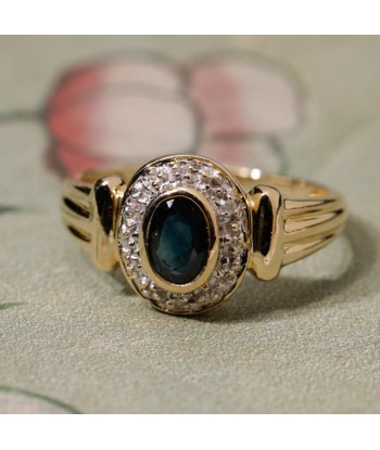 Bague vintage godrons saphir diamants suggérées chez