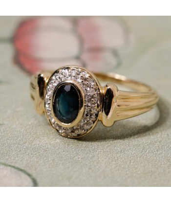 Bague vintage godrons saphir diamants suggérées chez