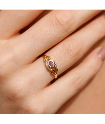 Bague fine rubis rose pâle pas cheres