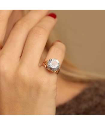 Bague vintage couronne pierre bleue de votre