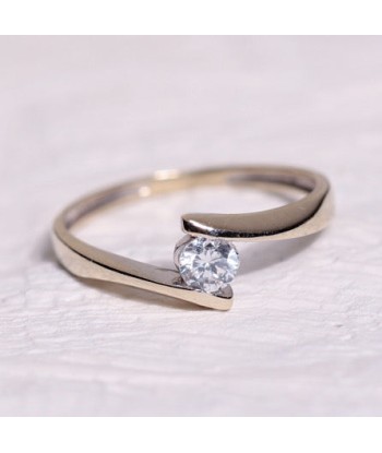 Bague solitaire or gris zircone l'achat 