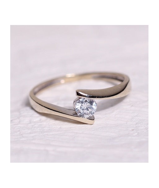 Bague solitaire or gris zircone l'achat 