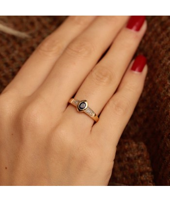 Bague losange saphir diamants pas cher 