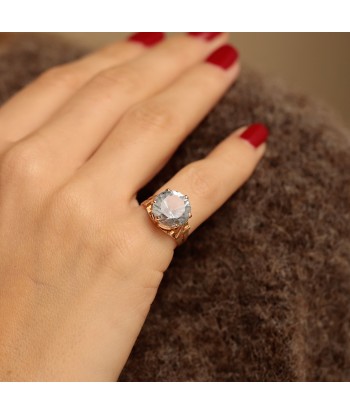 Bague vintage couronne pierre bleue de votre