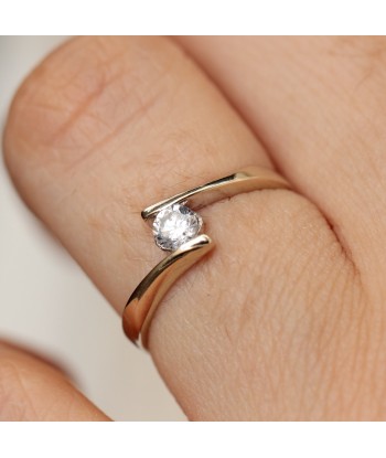 Bague solitaire or gris zircone l'achat 