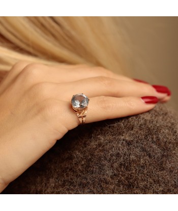 Bague vintage couronne pierre bleue de votre