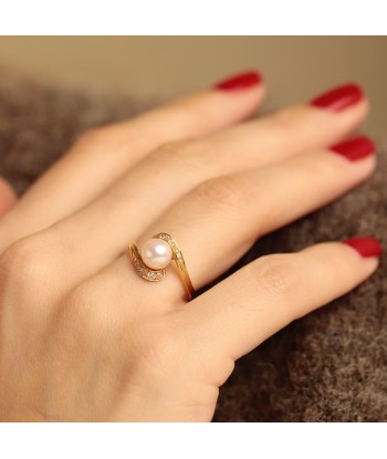 Bague perle et tourbillon diamants la chaussure