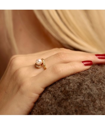 Bague perle et tourbillon diamants la chaussure