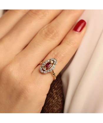 Bague marquise vintage ajourée rubis diamants l'évolution des habitudes 