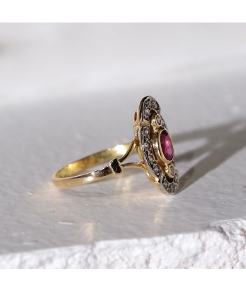 Bague marquise vintage ajourée rubis diamants l'évolution des habitudes 