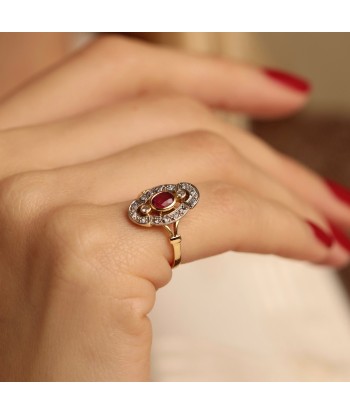 Bague marquise vintage ajourée rubis diamants l'évolution des habitudes 