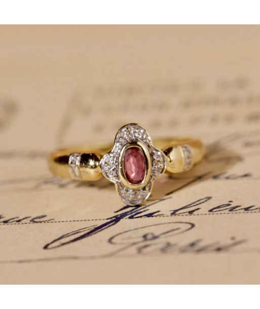 Bague marquise vintage mini rubis diamants ouvre sa boutique