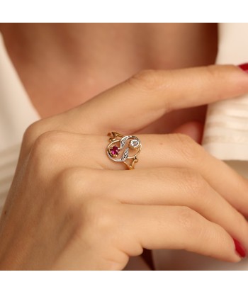 Bague ajourée pierre rose diamants Les êtres humains sont 