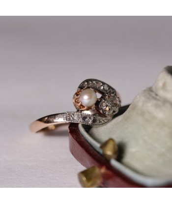 Bague Toi et moi 1900 perle de culture et diamants Livraison rapide