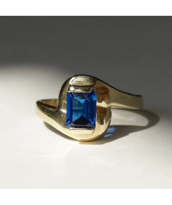 Bague pierre bleue or 14 carats destockage